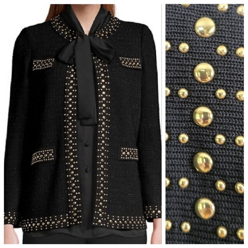 NEW Misook Stud Trim Knit Jacket Cardigan Sweater